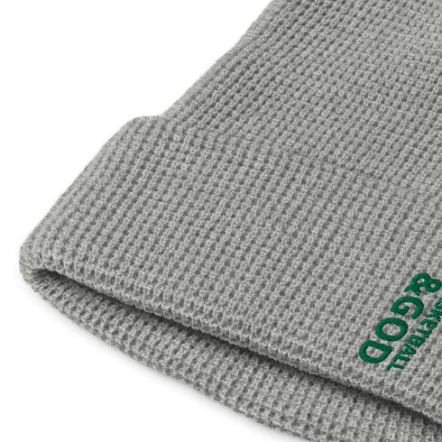 Basketball &God Vertical Evergreen Waffle Beanie